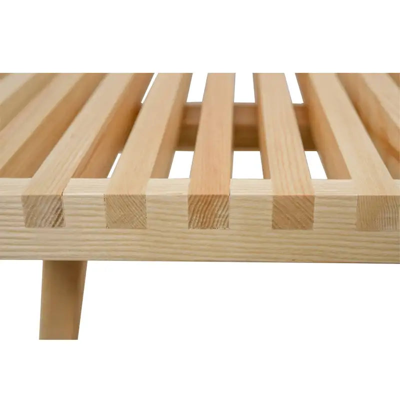 Banc d'entrée en bois naturel de 48 po à plateforme rectangulaire, design moderne à lattes pour salon, maison et bureau