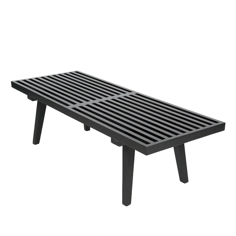 Banc d'entrée en bois naturel de 48 po à plateforme rectangulaire, design moderne à lattes pour salon, maison et bureau