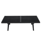 Banc d'entrée en bois naturel de 48 po à plateforme rectangulaire, design moderne à lattes pour salon, maison et bureau