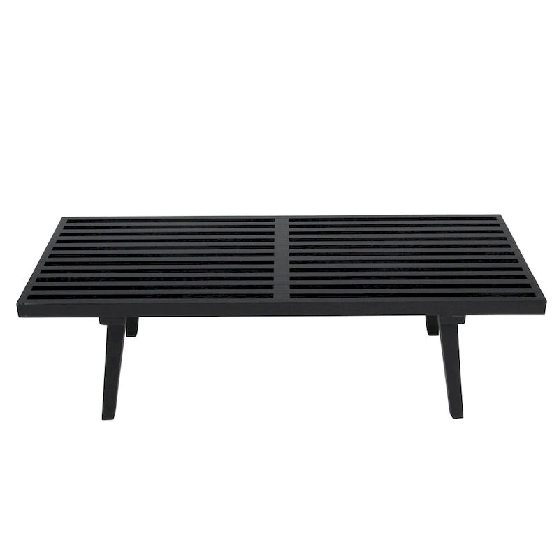 Banc d'entrée en bois naturel de 48 po à plateforme rectangulaire, design moderne à lattes pour salon, maison et bureau