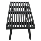 Banc d'entrée en bois naturel de 48 po à plateforme rectangulaire, design moderne à lattes pour salon, maison et bureau