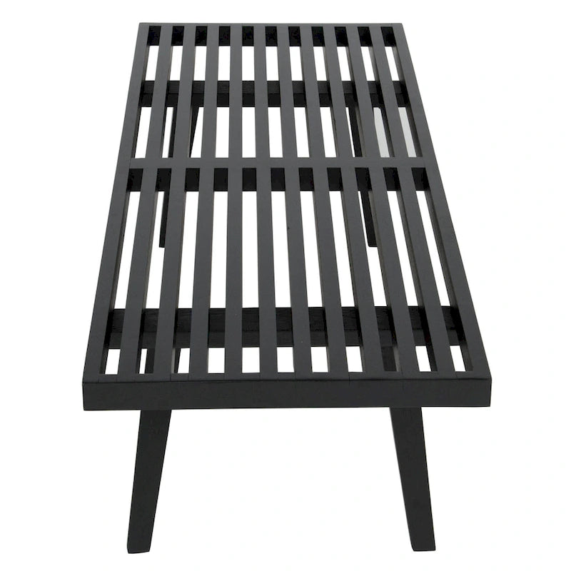 Banc d'entrée en bois naturel de 48 po à plateforme rectangulaire, design moderne à lattes pour salon, maison et bureau