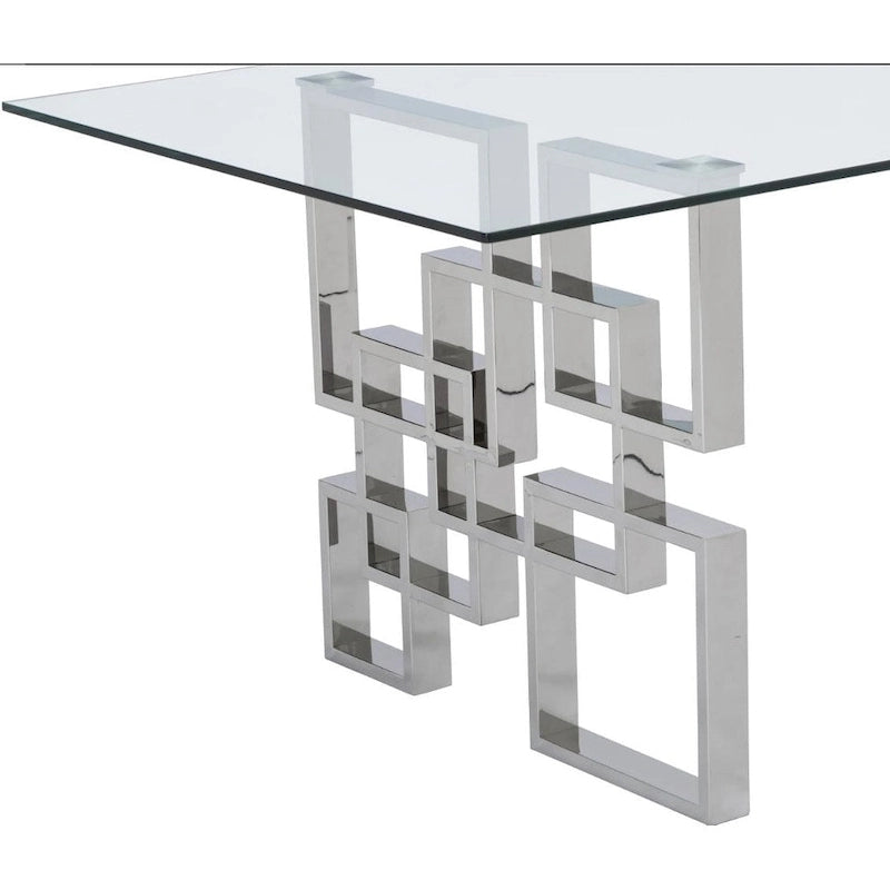 Ensemble de salle à manger 7 pièces en acier inoxydable avec garniture cloutée