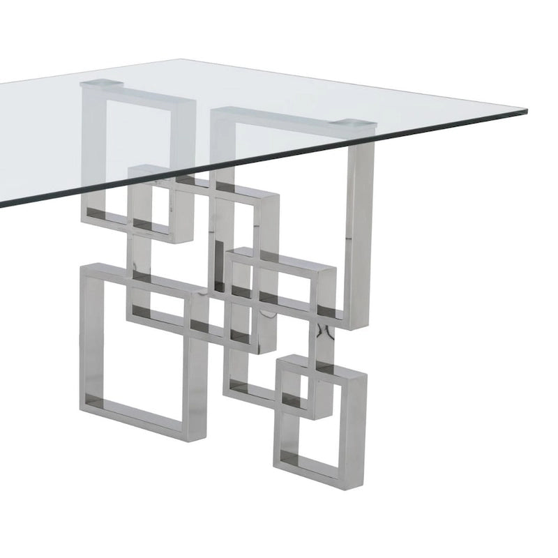 Ensemble de salle à manger 7 pièces en acier inoxydable avec garniture cloutée