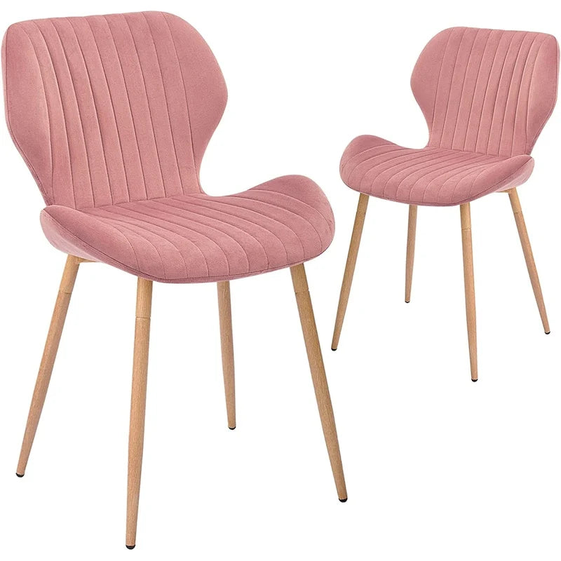 Chaises de salle à manger modernes rembourrées avec pieds en métal, lot de 2, marron