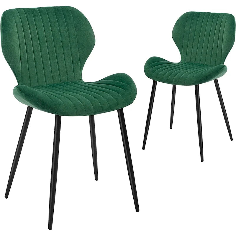 Chaises de salle à manger modernes rembourrées avec pieds en métal, lot de 2, marron