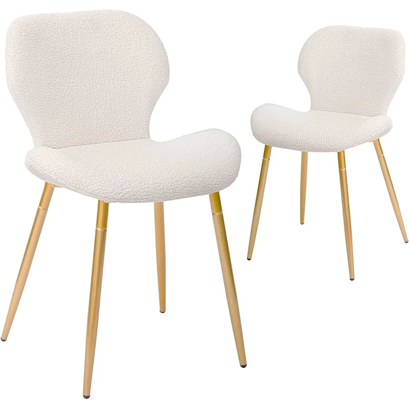 Chaises de salle à manger modernes rembourrées avec pieds en métal, lot de 2, marron