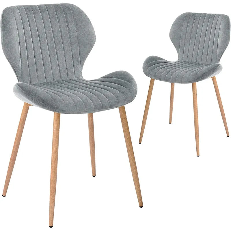 Chaises de salle à manger modernes rembourrées avec pieds en métal, lot de 2, marron