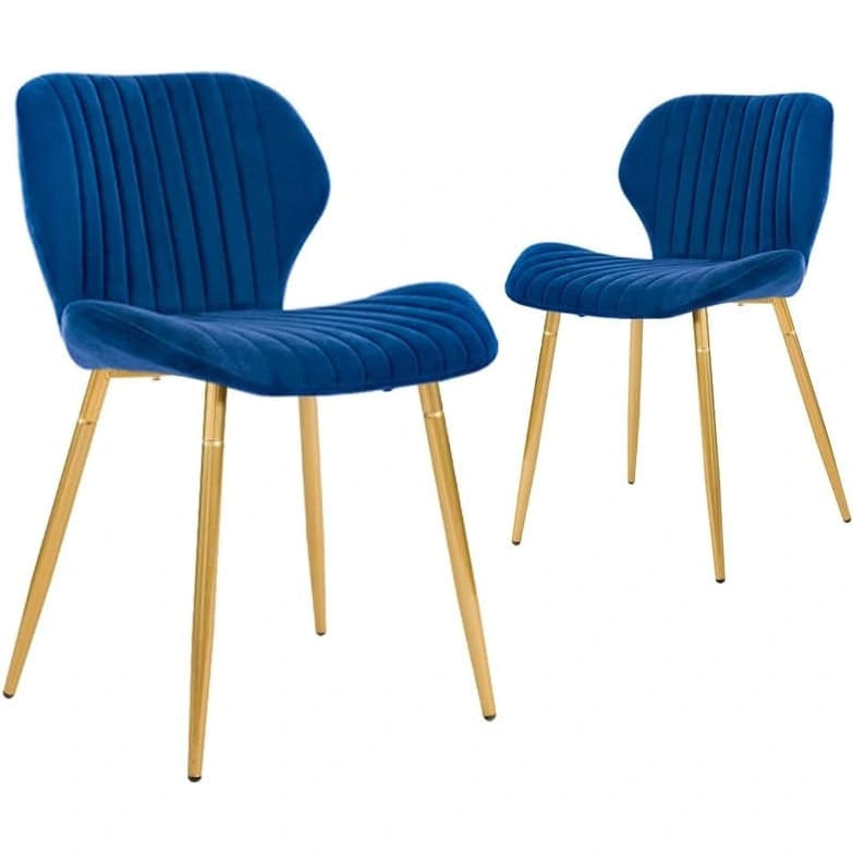 Chaises de salle à manger modernes rembourrées avec pieds en métal, lot de 2, marron