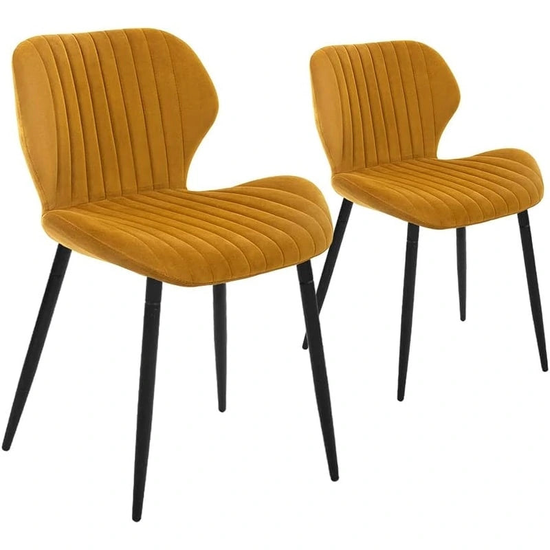 Chaises de salle à manger modernes rembourrées avec pieds en métal, lot de 2, marron