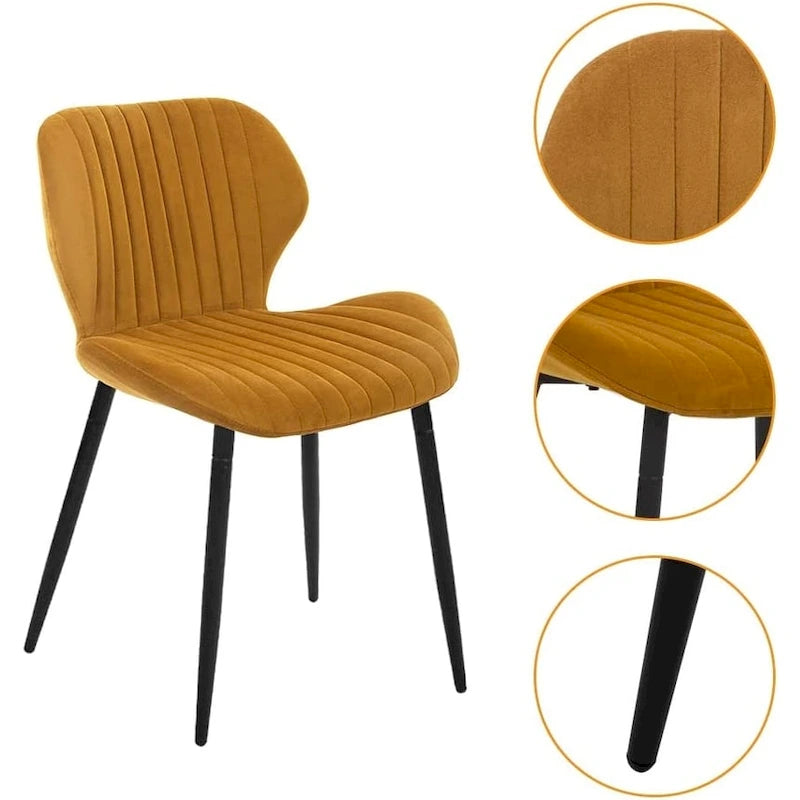 Chaises de salle à manger modernes rembourrées avec pieds en métal, lot de 2, marron