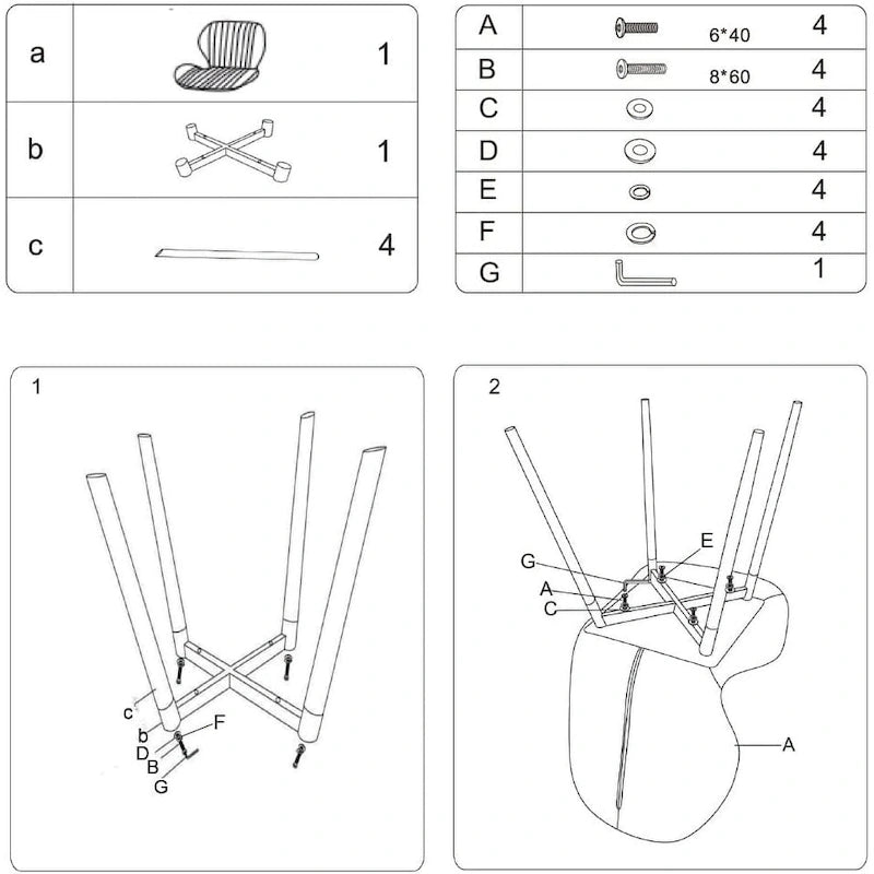 Chaises de salle à manger modernes rembourrées avec pieds en métal, lot de 2, marron