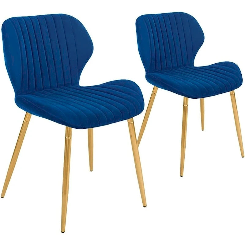 Chaises de salle à manger modernes rembourrées avec pieds en métal, lot de 2, marron
