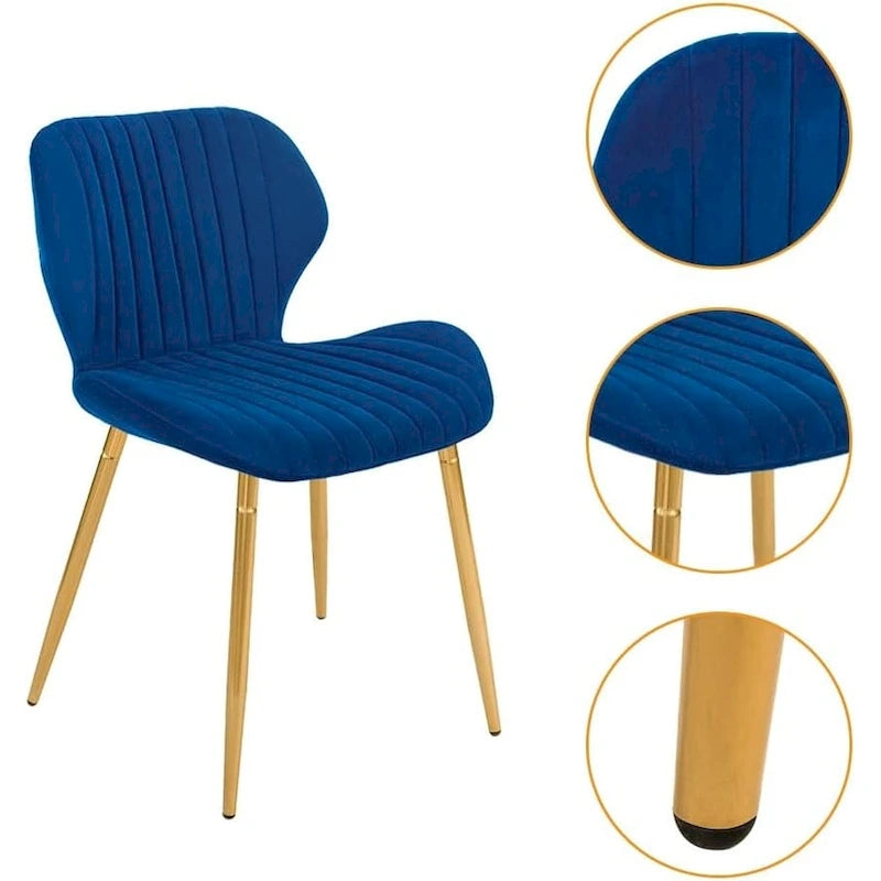 Chaises de salle à manger modernes rembourrées avec pieds en métal, lot de 2, marron