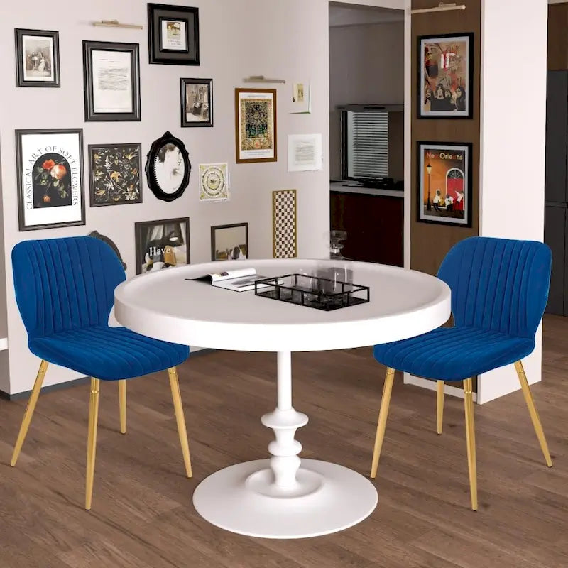 Chaises de salle à manger modernes rembourrées avec pieds en métal, lot de 2, marron
