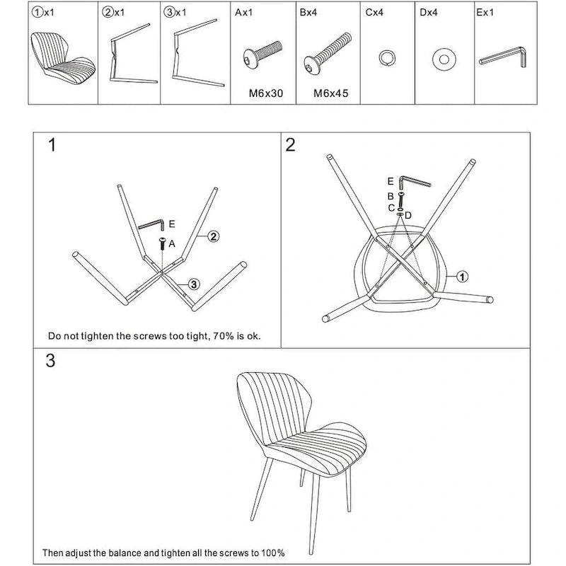 Chaises de salle à manger modernes rembourrées avec pieds en métal, lot de 2, marron