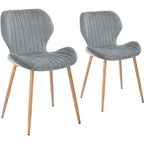 Chaises de salle à manger modernes rembourrées avec pieds en métal, lot de 2, marron