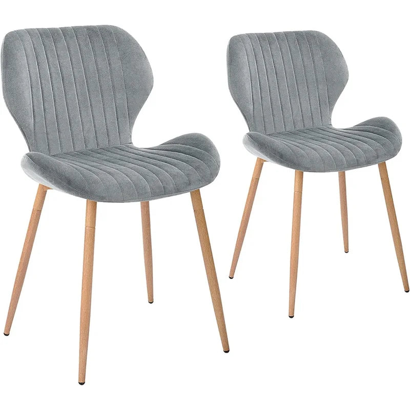 Chaises de salle à manger modernes rembourrées avec pieds en métal, lot de 2, marron