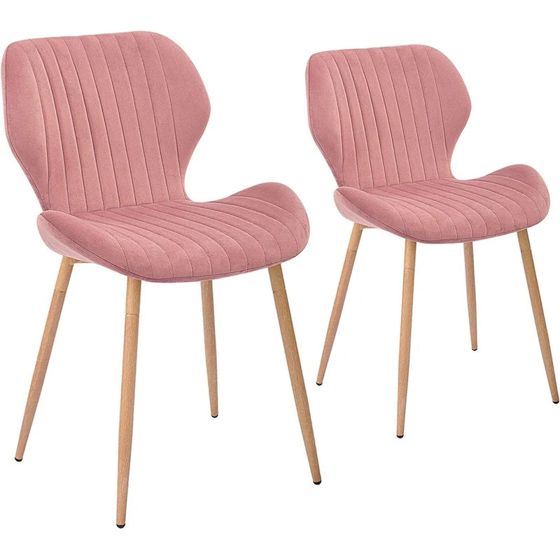 Chaises de salle à manger modernes rembourrées avec pieds en métal, lot de 2, marron