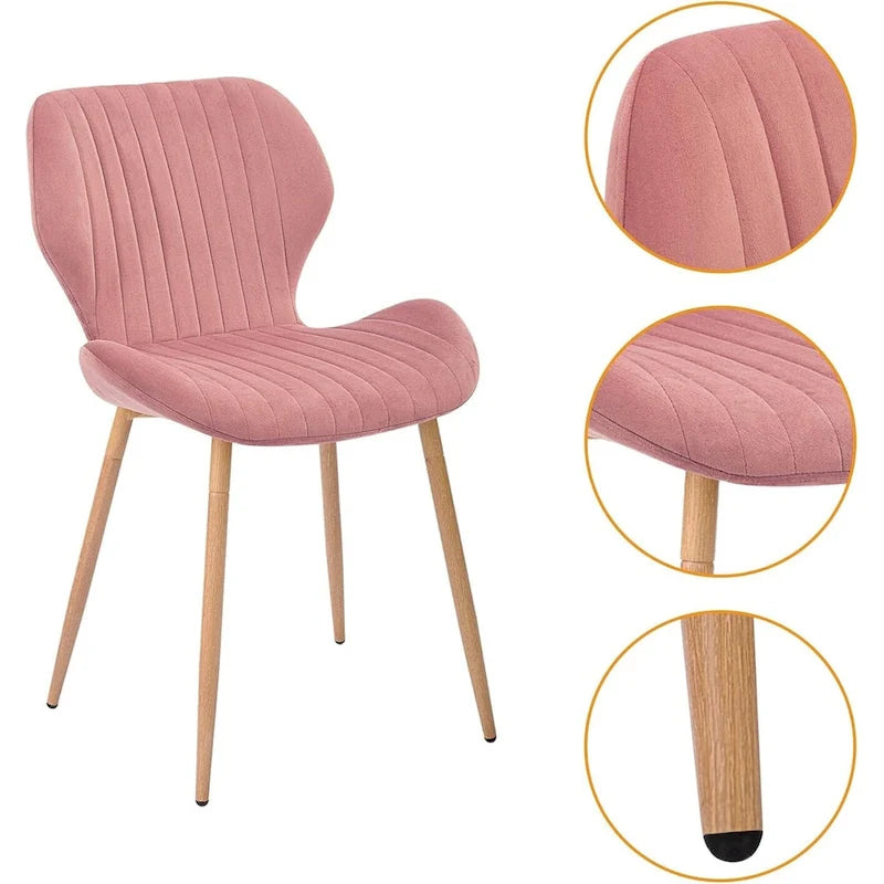 Chaises de salle à manger modernes rembourrées avec pieds en métal, lot de 2, marron