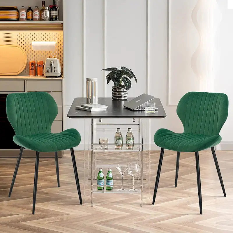 Chaises de salle à manger modernes rembourrées avec pieds en métal, lot de 2, marron