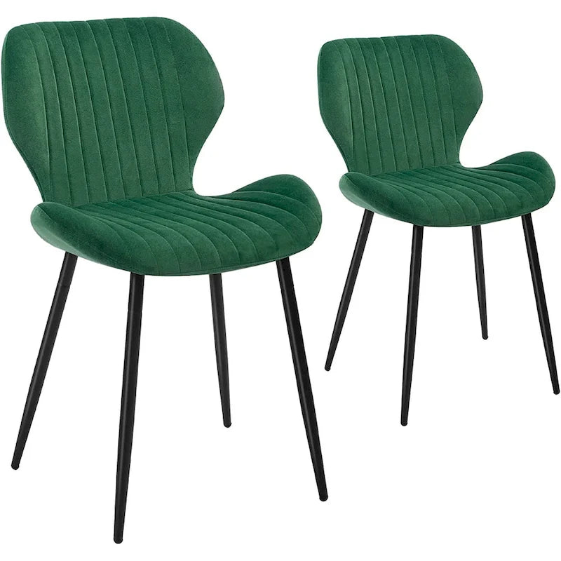 Chaises de salle à manger modernes rembourrées avec pieds en métal, lot de 2, marron