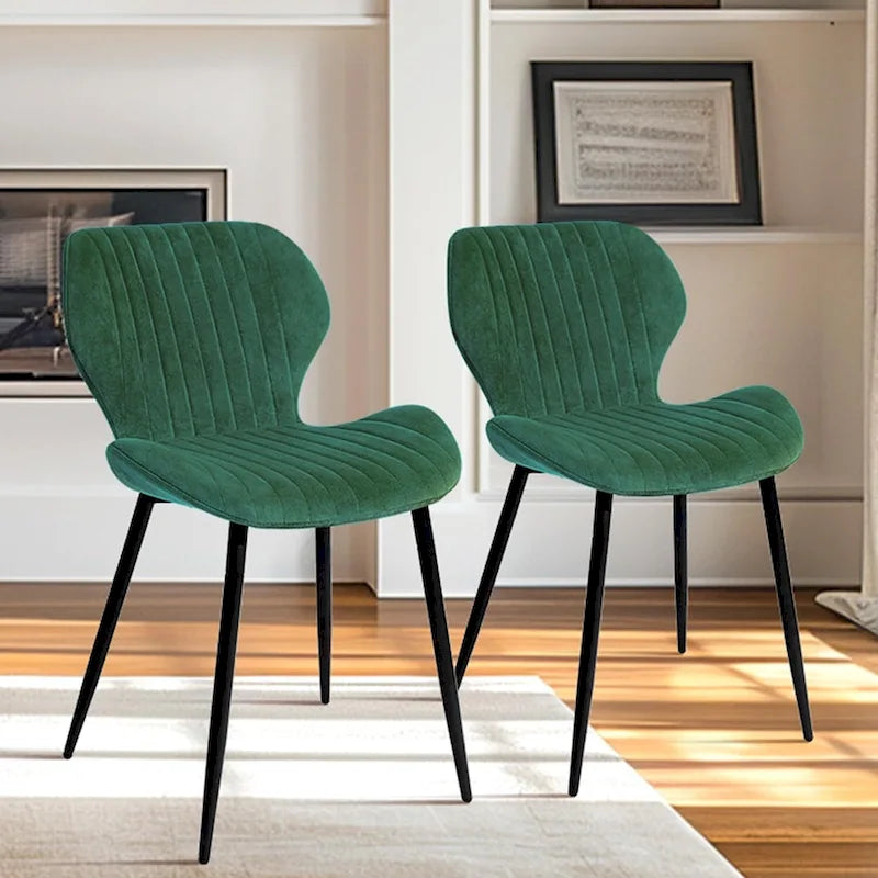 Chaises de salle à manger modernes rembourrées avec pieds en métal, lot de 2, marron