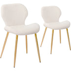 Chaises de salle à manger modernes rembourrées avec pieds en métal, lot de 2, marron