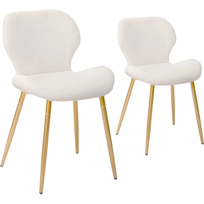Chaises de salle à manger modernes rembourrées avec pieds en métal, lot de 2, marron