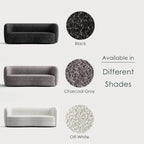 Canapé en Boucle Moderne à Accoudoirs Courbés avec Assise Style Rein et Pieds Ronds en Bois