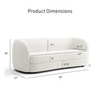 Canapé en Boucle Moderne à Accoudoirs Courbés avec Assise Style Rein et Pieds Ronds en Bois