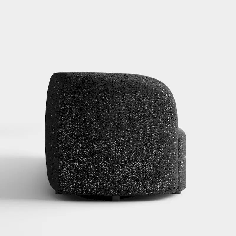 Canapé en Boucle Moderne à Accoudoirs Courbés avec Assise Style Rein et Pieds Ronds en Bois