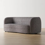 Canapé en Boucle Moderne à Accoudoirs Courbés avec Assise Style Rein et Pieds Ronds en Bois
