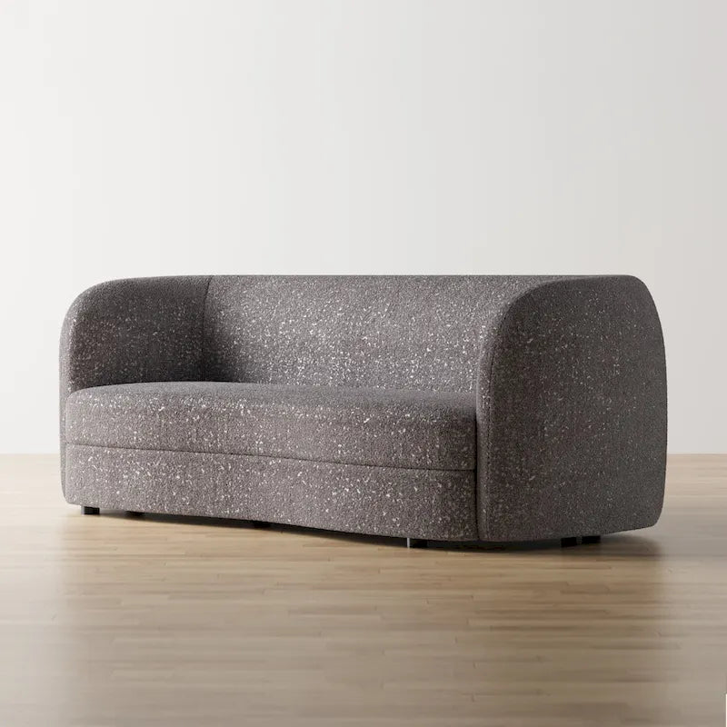 Canapé en Boucle Moderne à Accoudoirs Courbés avec Assise Style Rein et Pieds Ronds en Bois
