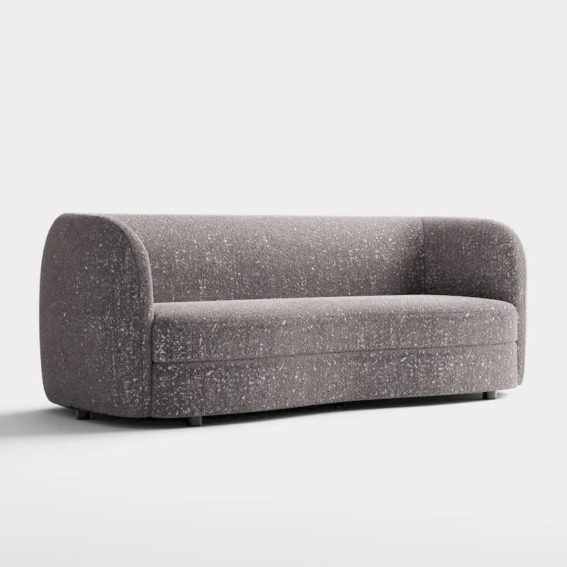 Canapé en Boucle Moderne à Accoudoirs Courbés avec Assise Style Rein et Pieds Ronds en Bois