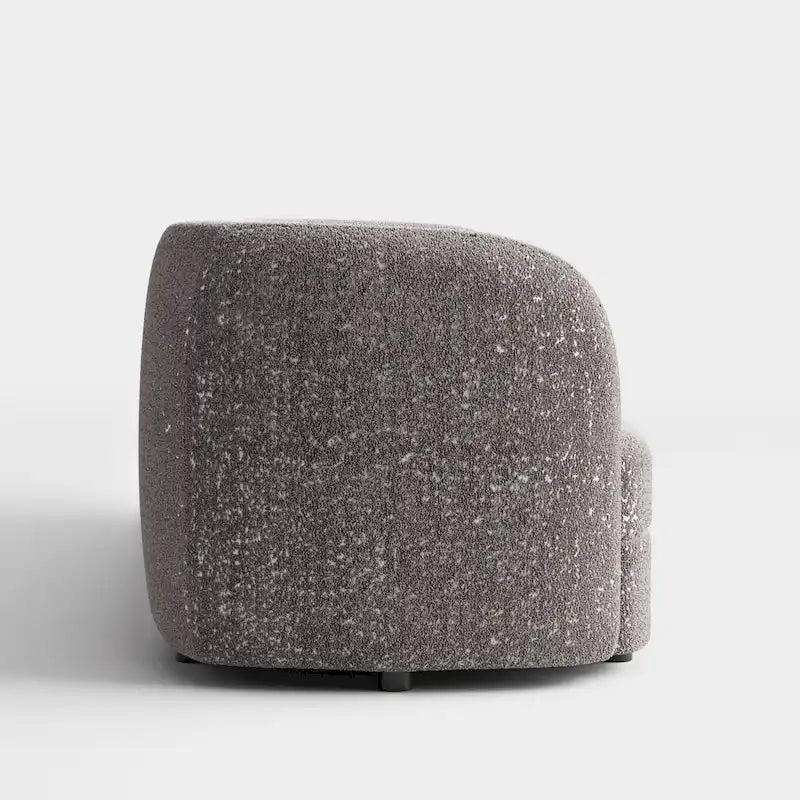 Canapé en Boucle Moderne à Accoudoirs Courbés avec Assise Style Rein et Pieds Ronds en Bois