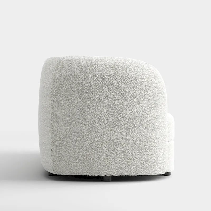 Canapé en Boucle Moderne à Accoudoirs Courbés avec Assise Style Rein et Pieds Ronds en Bois