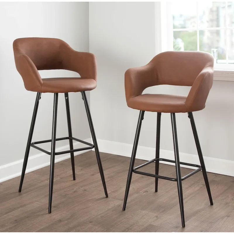  Vallen Faux Leather Bar Stools (Set of 2) - N/A