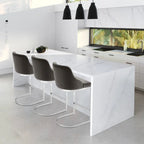Tabouret de bar en velours/similicuir, lot de 3 tabourets de hauteur comptoir - 48 cm L x 52 cm P x 93 cm H