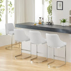 Tabouret de bar en velours/similicuir, lot de 3 tabourets de hauteur comptoir - 48 cm L x 52 cm P x 93 cm H