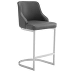 Tabouret de bar en velours/similicuir, lot de 3 tabourets de hauteur comptoir - 48 cm L x 52 cm P x 93 cm H