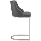 Tabouret de bar en velours/similicuir, lot de 3 tabourets de hauteur comptoir - 48 cm L x 52 cm P x 93 cm H
