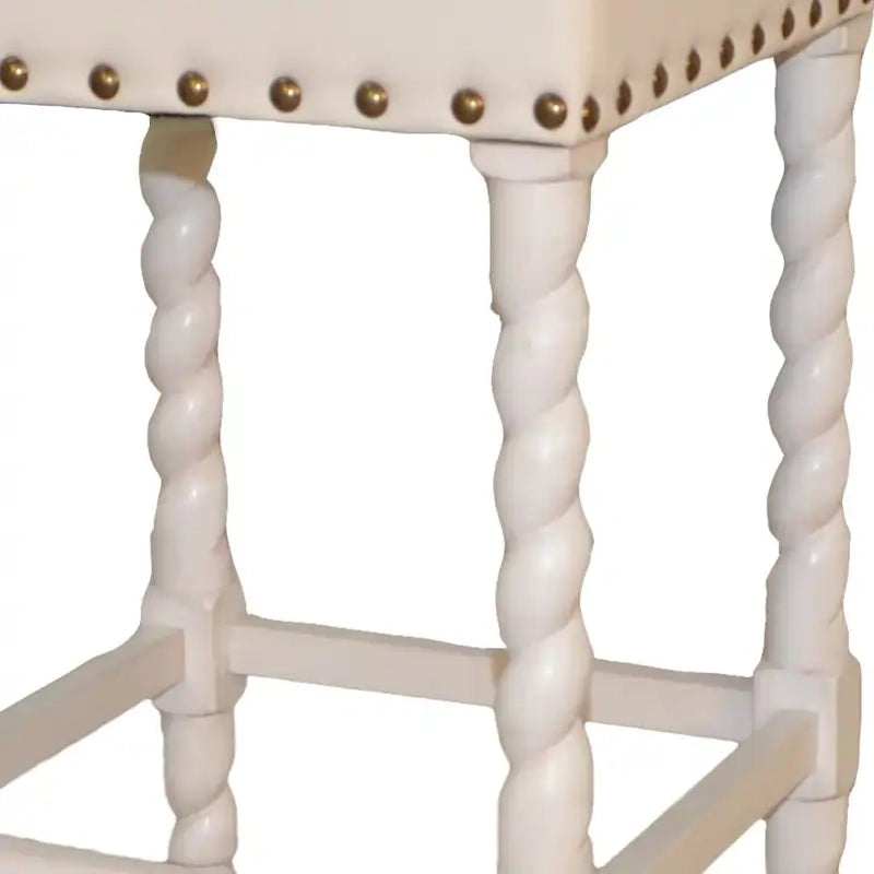 24 Chaise de bar sans dossier crème et blanche hauteur comptoir avec repose-pieds - 16,375