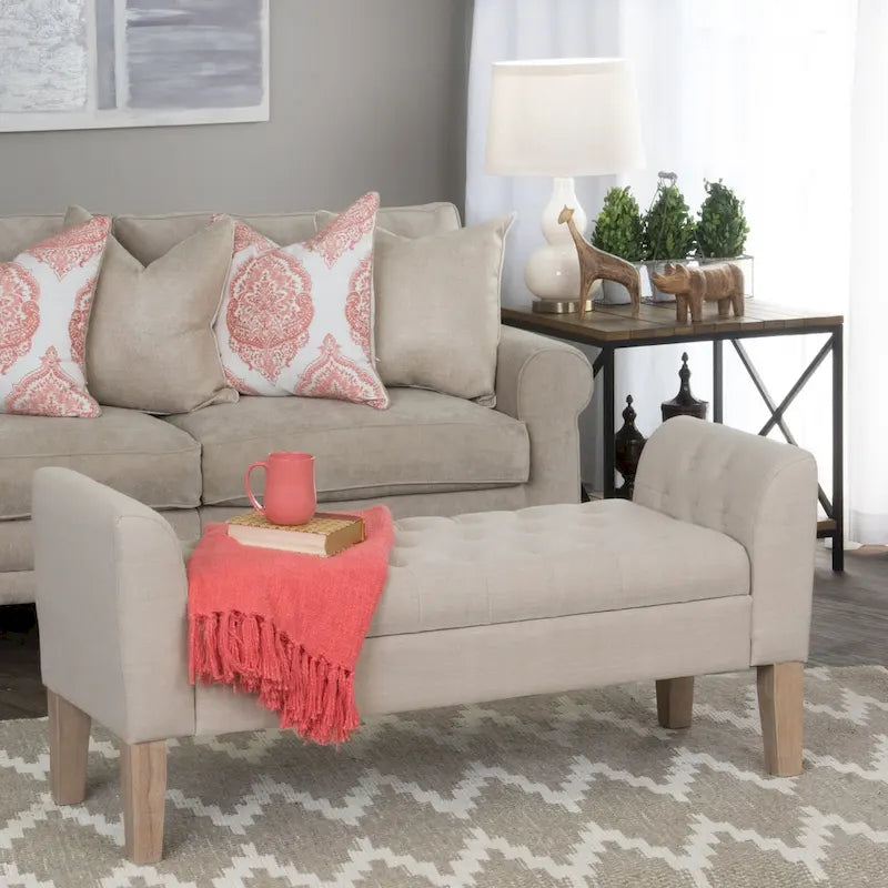  Chugach Tufted Storage Bench Settee Sand Dune