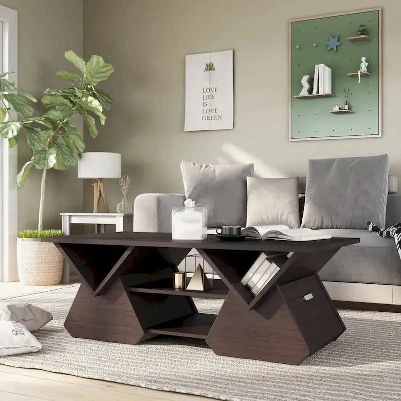 Fore Modern Espresso 47-inch 4-Shelf Coffee Table by 