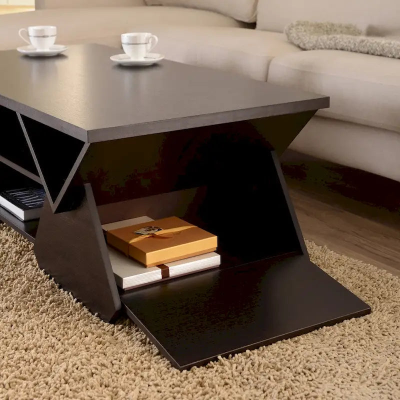 Table basse à café moderne Espresso 4 étagères de 47 pouces