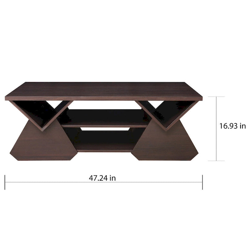 Table basse à café moderne Espresso 4 étagères de 47 pouces