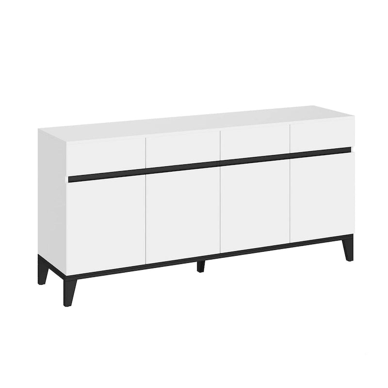 Buffet / Desserte combo commode console blanc/noir 4 portes 4 tiroirs
