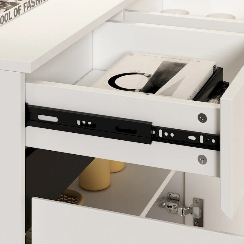 Buffet / Desserte combo commode console blanc/noir 4 portes 4 tiroirs