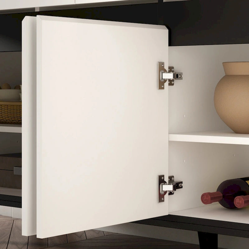 Buffet / Desserte combo commode console blanc/noir 4 portes 4 tiroirs